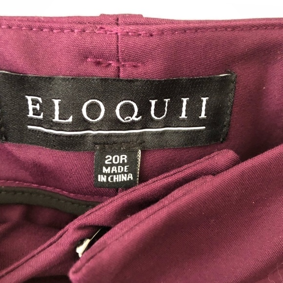 Eloquii Burgundy Purple Pixie Plus Pants 20 R - Picture 4 of 8